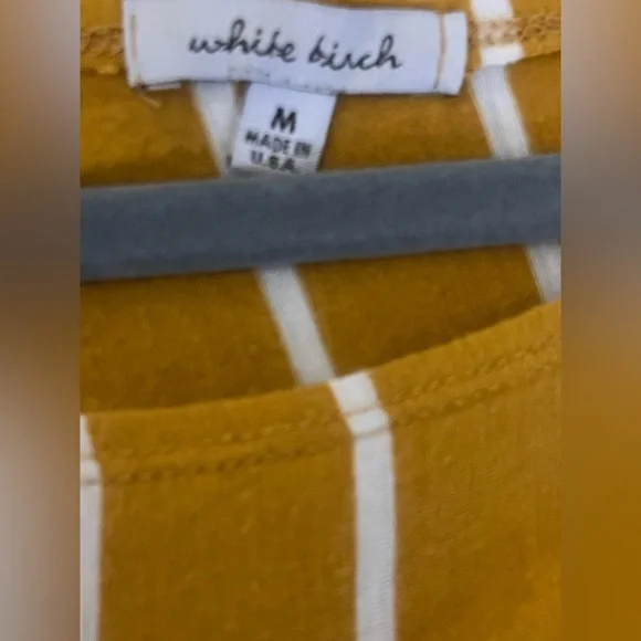 White Birch Mustard and White Striped Blouse - Picture 2 of 4